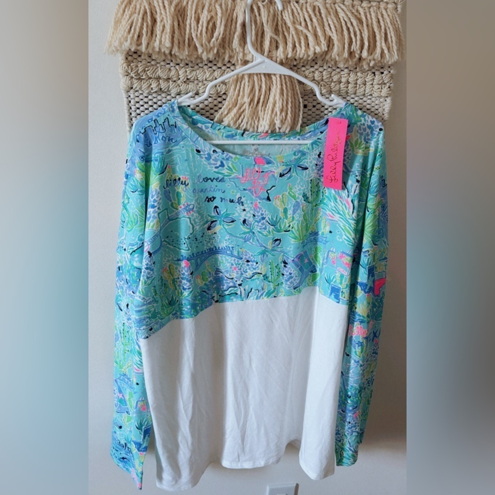 NWT Lilly Pulitzer Finn Long Sleeve Top in Lilly Loves Texas Size XL - Picture 2 of 5